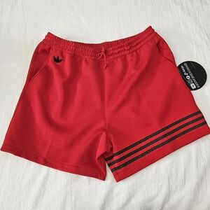 adidas Originals Red Athletic Shorts with Black Stripes